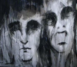 Isabella Dovera, Parla Piano, 2015, Mischtechnik auf Papier auf Leinwand, 80 x 80 cm